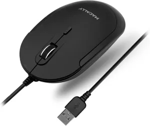Macally Computer Mouse Wired, Silent USB Mouse - Slim & Compact USB Mouse for Apple Mac or Windows PC Laptop/Desktop - Designed with Optical Sensor & DPI Switch - Simple - Black