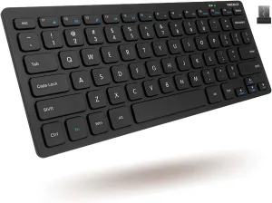 Macally Small Wireless Keyboard - 2.4G Ergonomic & Comfortable Mini Compact USB Keyboard Wireless for Laptop or Windows Computer PC, Tablet, TV