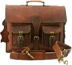 Madosh Genuine Leather Office Briefcase Laptop Messenger Bag Mens Handbags Shoulder Bag