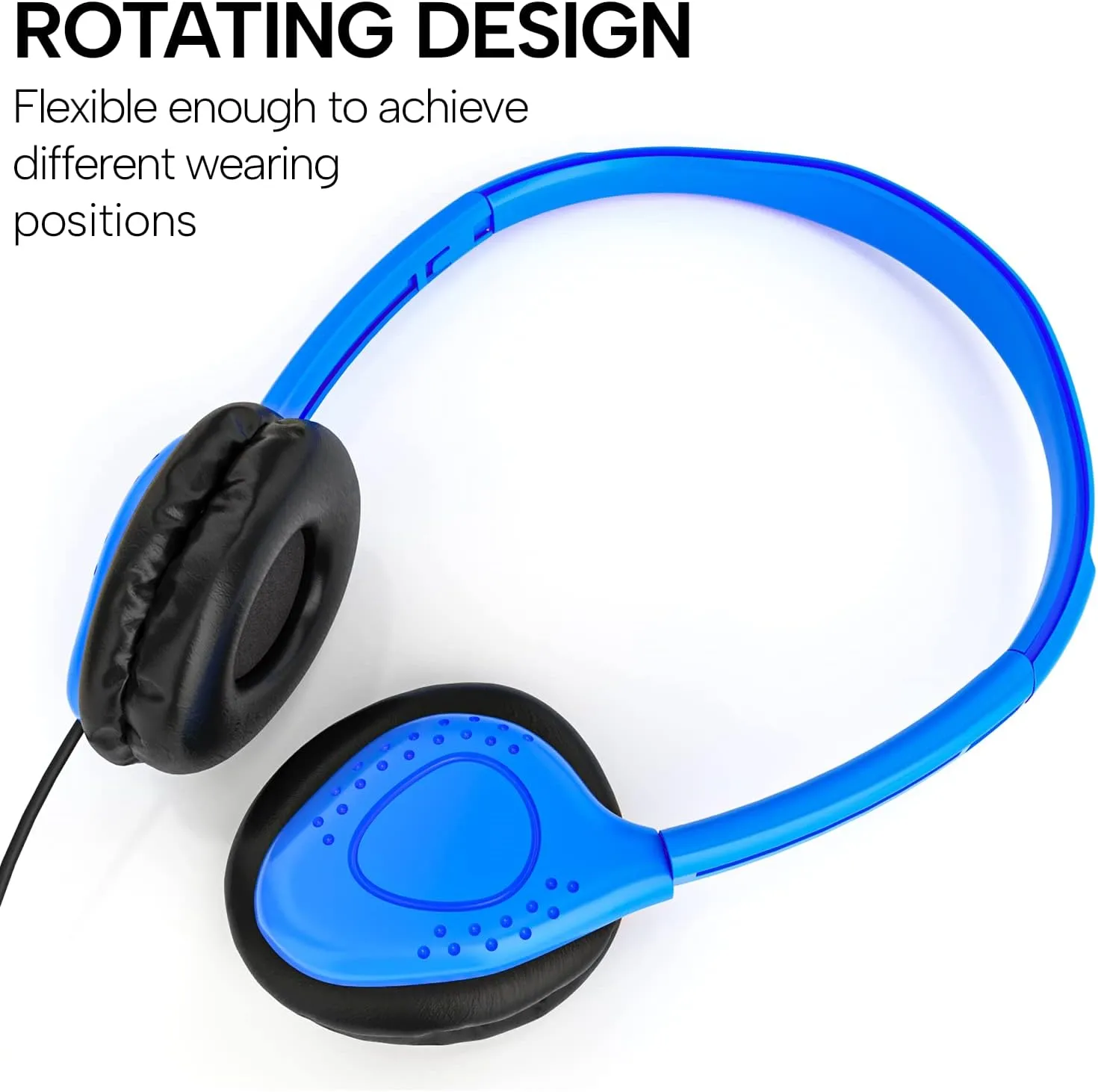 Maeline Bulk Classroom Student Headphones On Ear Stereo Headphones Adjustable Band & Faux Leather Cushions for Kids Online Learning, Library, School, Travel - 3.5mm Plug - 20 Pack - Multi Colors
