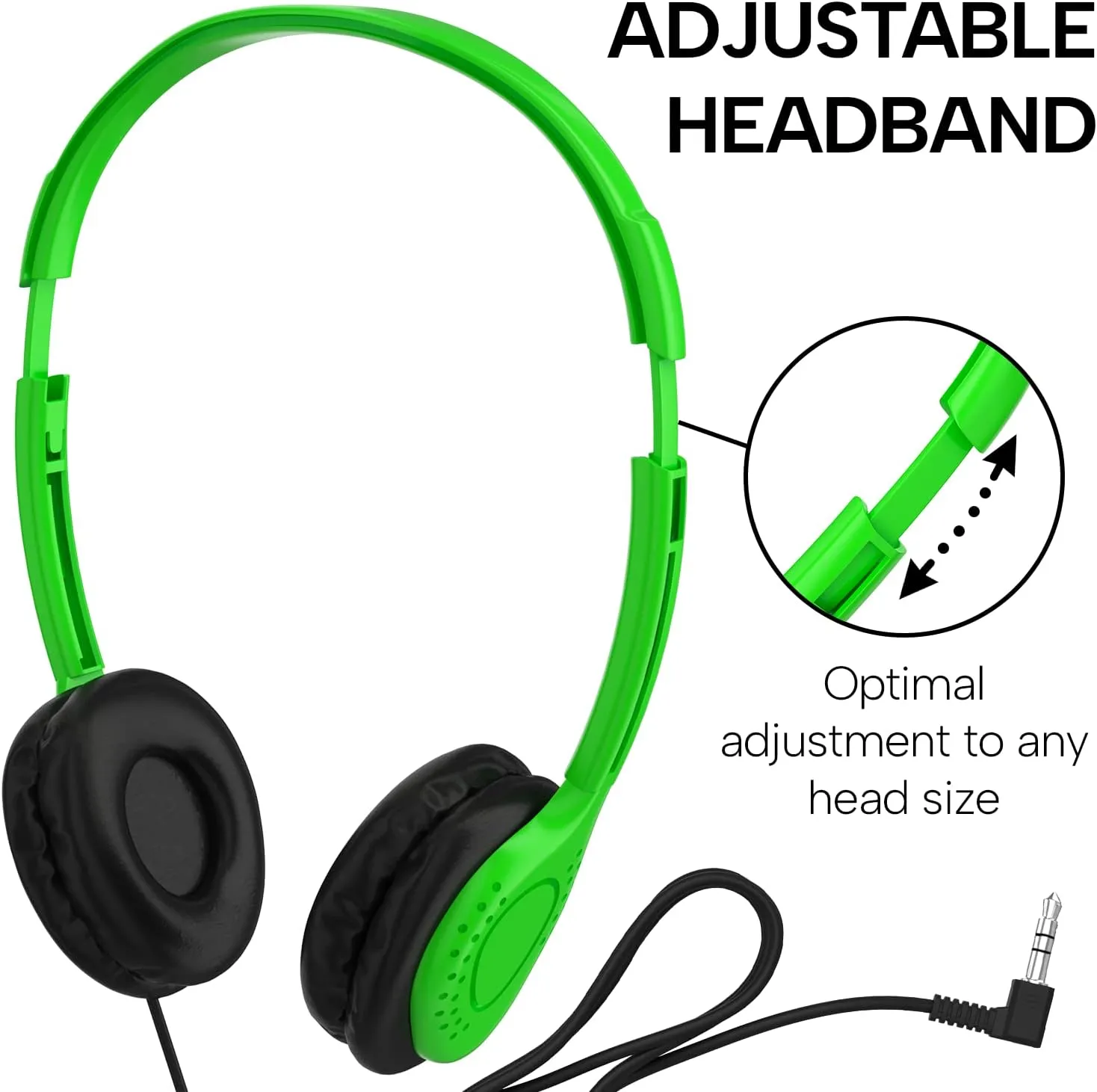 Maeline Bulk Classroom Student Headphones On Ear Stereo Headphones Adjustable Band & Faux Leather Cushions for Kids Online Learning, Library, School, Travel - 3.5mm Plug - 20 Pack - Multi Colors