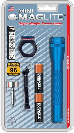 Maglite Mini Incandescent 2-Cell AA Flashlight Combo, Blue