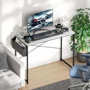 Magshion 40-Inch Computer Desk, Home Office Writing Study Desk with Storage Bag, Modern Simple Laptop Table, White