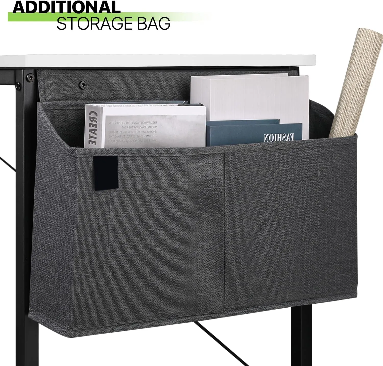 Magshion 40-Inch Computer Desk, Home Office Writing Study Desk with Storage Bag, Modern Simple Laptop Table, White