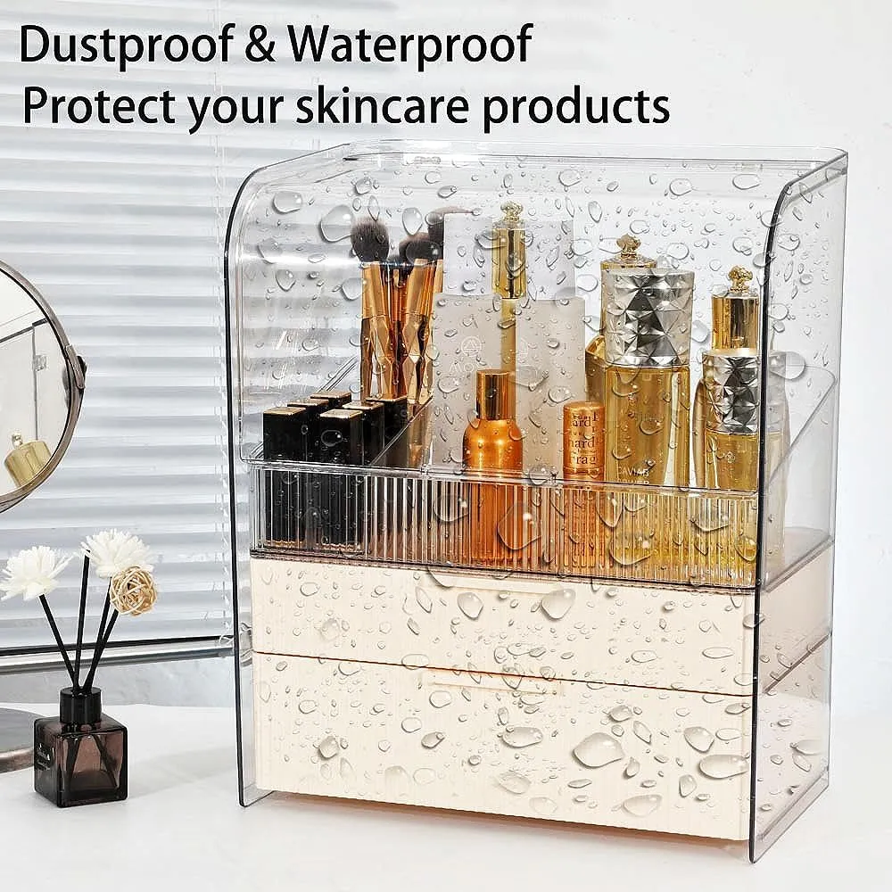 Makeup Storage Organizer Box Large Cosmetic Display Cases Dustproof and Waterproof Cosmetic Organizer Countertop Skincare Organizer