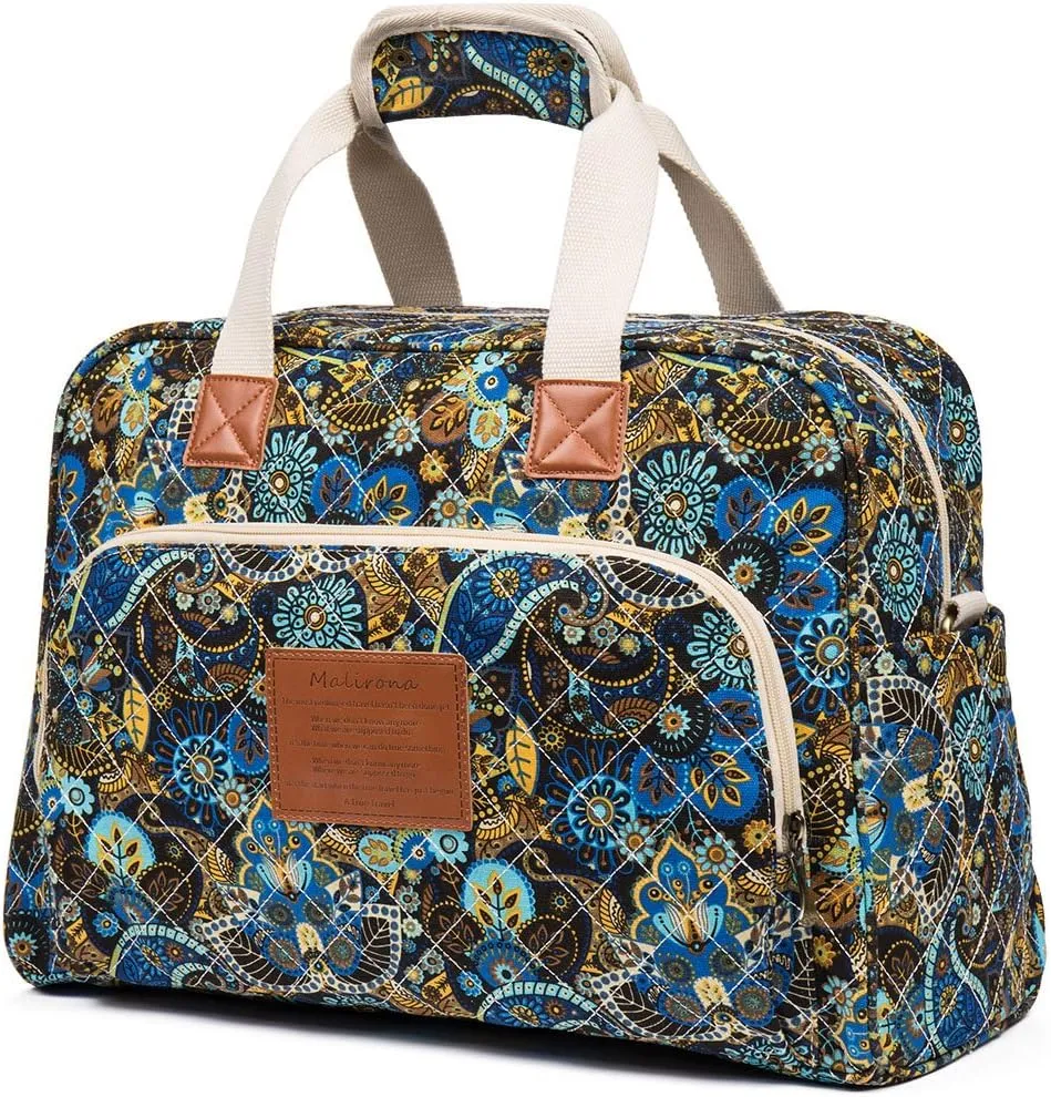 Malirona Canvas Overnight Bag Women Weekender Bag Carry On Travel Duffel Bag Floral