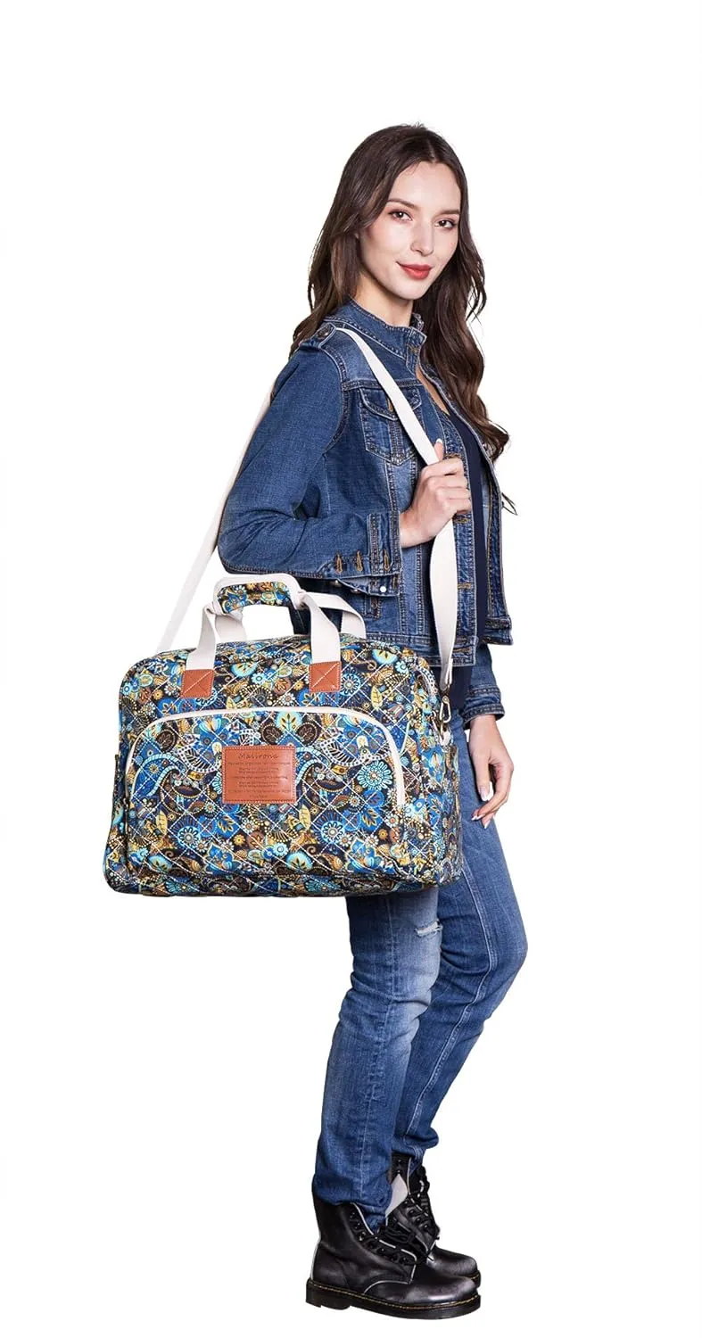 Malirona Canvas Overnight Bag Women Weekender Bag Carry On Travel Duffel Bag Floral