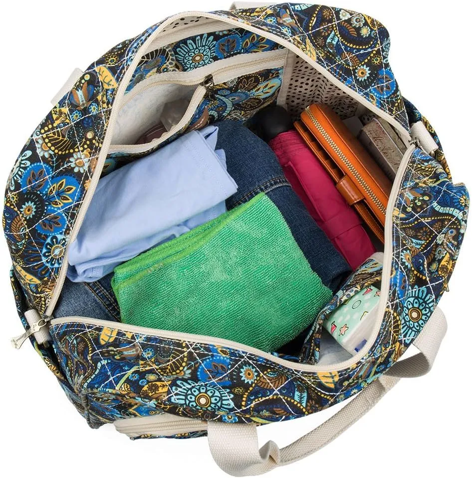 Malirona Canvas Overnight Bag Women Weekender Bag Carry On Travel Duffel Bag Floral