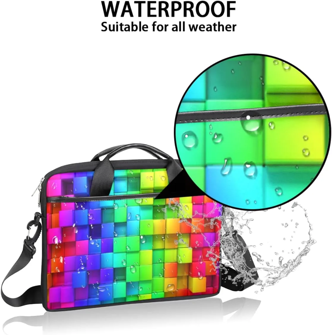 Marine Nautical Violet Pink Blue Laptop Shoulder Messenger Bag Waterproof Laptop Briefcase Handle Padded Strap