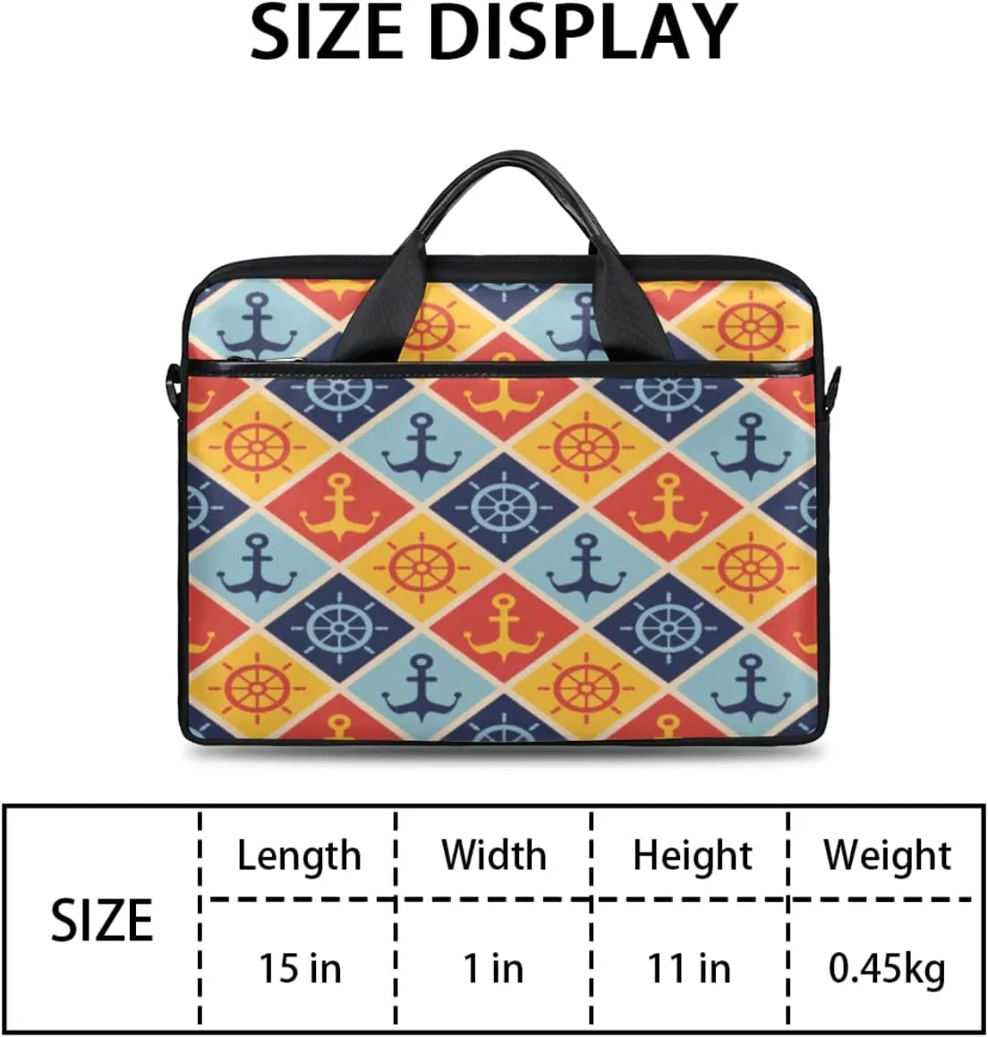 Marine Nautical Violet Pink Blue Laptop Shoulder Messenger Bag Waterproof Laptop Briefcase Handle Padded Strap