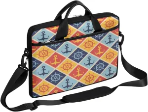 Marine Nautical Violet Pink Blue Laptop Shoulder Messenger Bag Waterproof Laptop Briefcase Handle Padded Strap