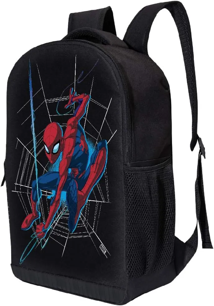 Marvel COMICS CLASSIC SPIDERMAN BACKPACK BLACK SPIDERMAN 18 INCH AIR MESH PADDED BAG (Spiderman Web)
