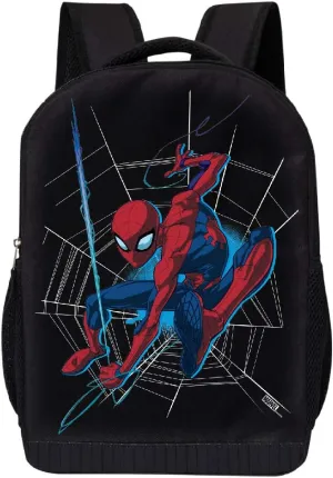 Marvel COMICS CLASSIC SPIDERMAN BACKPACK BLACK SPIDERMAN 18 INCH AIR MESH PADDED BAG (Spiderman Web)