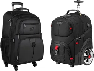 MATEIN Rolling Backpack & Rolling Bag, 17 inch Roller Travel Laptop Backpack for Teacher Work Travel Men, Large Wheeled Bags Water Resistant Business Carry on Luggage, Airline Approved Suitcase