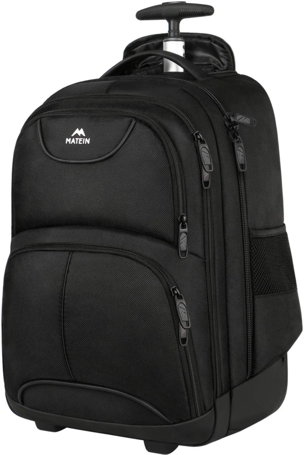 MATEIN Wheeled Backpack, 18 inch Laptop Backpack with Wheels for College, Rolling Travel Backpack, Carryon Trolley Luggage Suitcase Compact Business Computer Bag for Men Women, Black