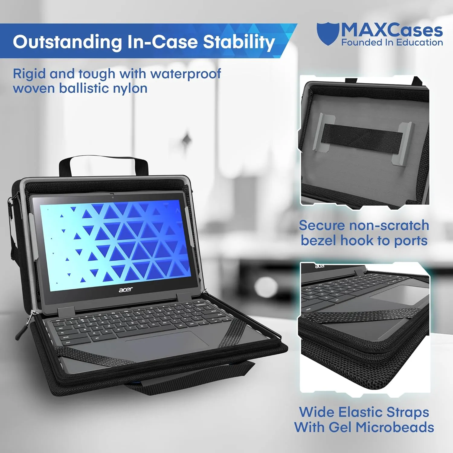 MAXCases Explorer Protective Case for 14 Inch Laptop & Chromebook with Pocket, Molded Interior - Rugged, Custom-Fit Cases for 14 Inch Laptop & Chromebook - Shockproof & Durable Cover, Bag