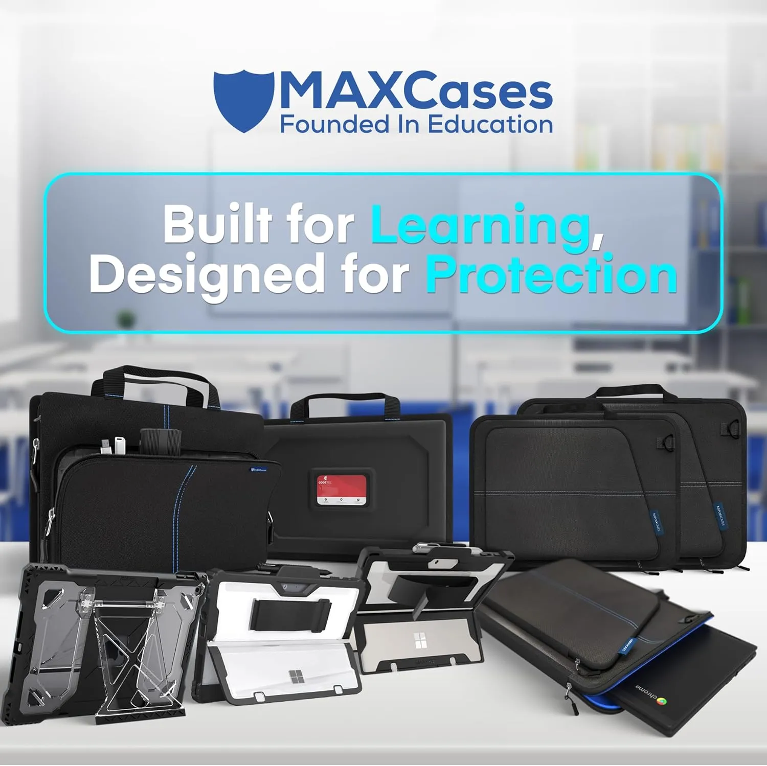 MAXCases Explorer Protective Case for 14 Inch Laptop & Chromebook with Pocket, Molded Interior - Rugged, Custom-Fit Cases for 14 Inch Laptop & Chromebook - Shockproof & Durable Cover, Bag