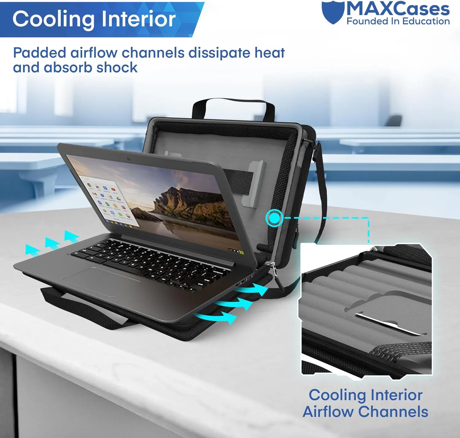 MAXCases Explorer Protective Case for 14 Inch Laptop & Chromebook with Pocket, Molded Interior - Rugged, Custom-Fit Cases for 14 Inch Laptop & Chromebook - Shockproof & Durable Cover, Bag