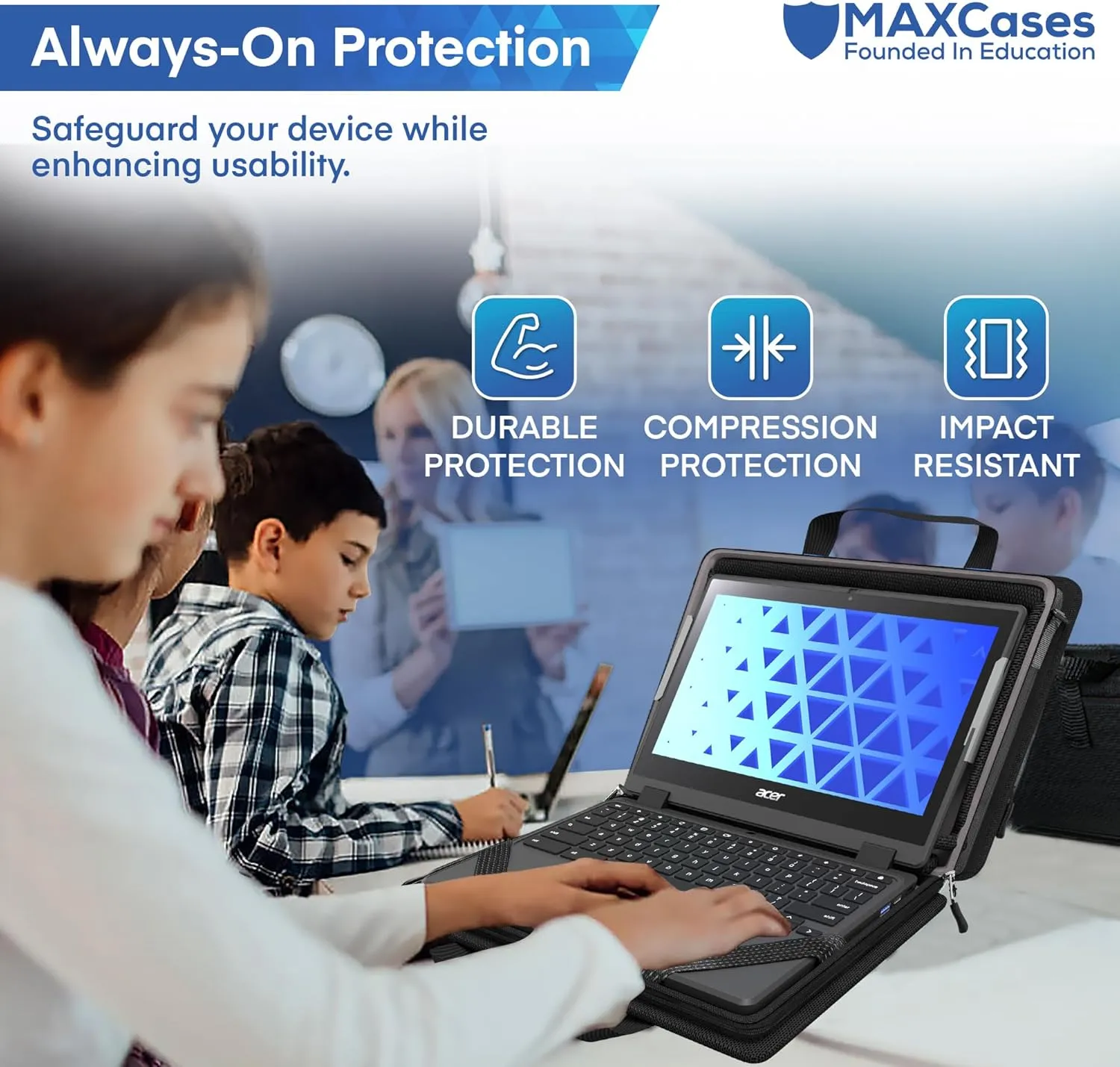 MAXCases Explorer Protective Case for 14 Inch Laptop & Chromebook with Pocket, Molded Interior - Rugged, Custom-Fit Cases for 14 Inch Laptop & Chromebook - Shockproof & Durable Cover, Bag