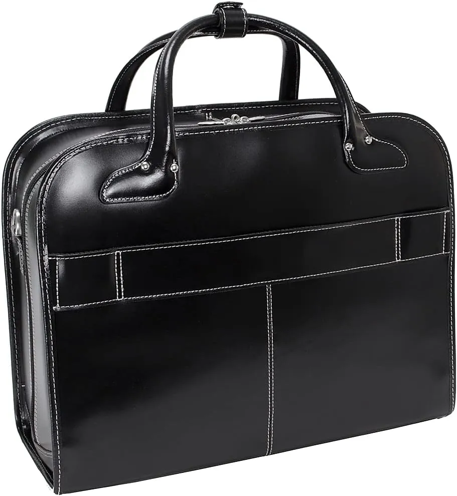 McKlein 15.4" Leather Patented Detachable -Wheeled Ladies' Briefcase- BERKELEY- Black