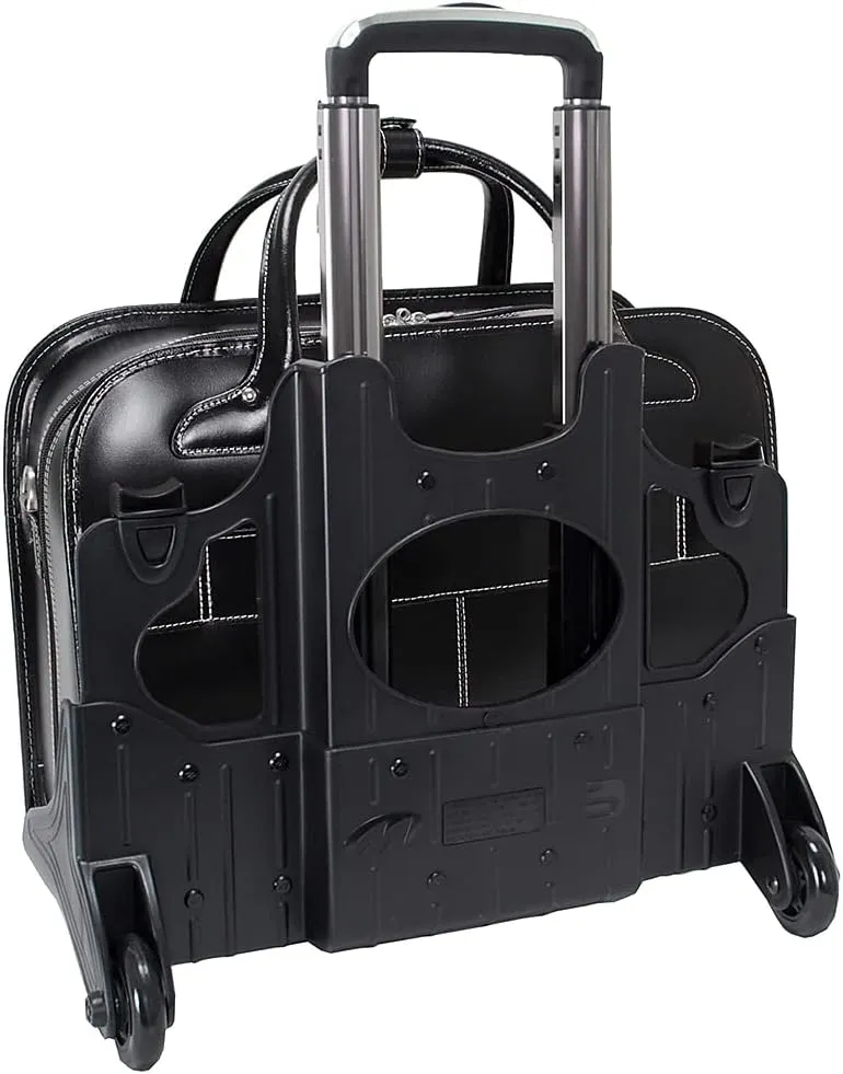 McKlein 15.4" Leather Patented Detachable -Wheeled Ladies' Briefcase- BERKELEY- Black