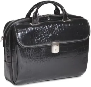 McKlein 15" Leather Medium Ladies Laptop Briefcase- SETTEMBRE- Black