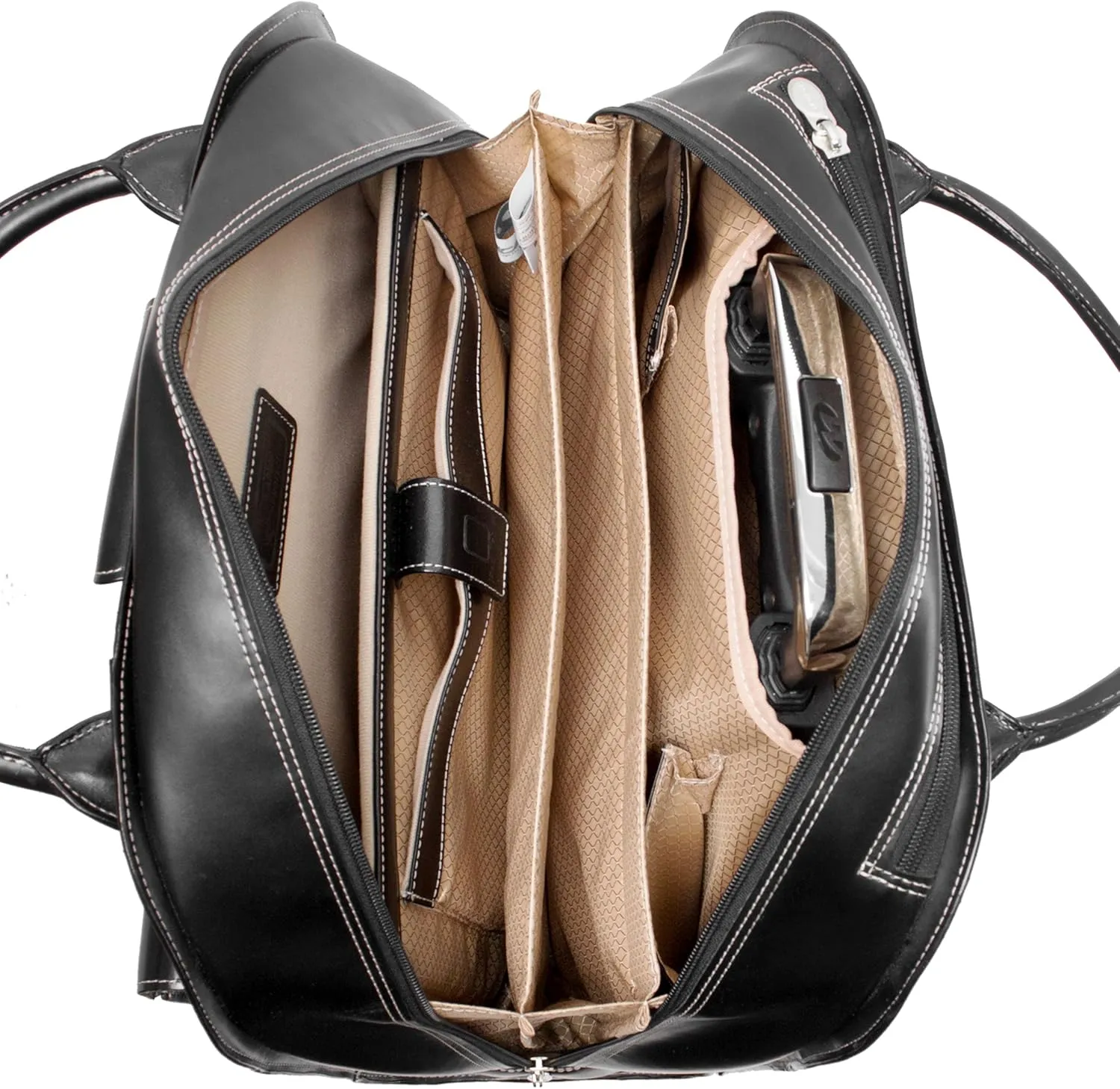 McKlein 15" Leather Wheeled Ladies' Laptop Briefcase- EDGEBROOK- Black