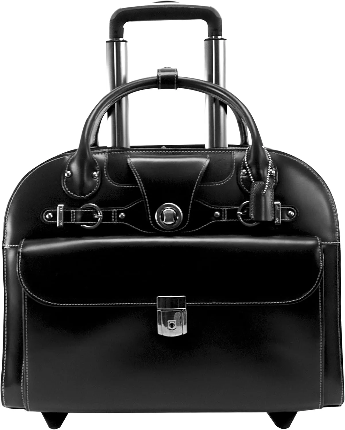 McKlein 15" Leather Wheeled Ladies' Laptop Briefcase- EDGEBROOK- Black