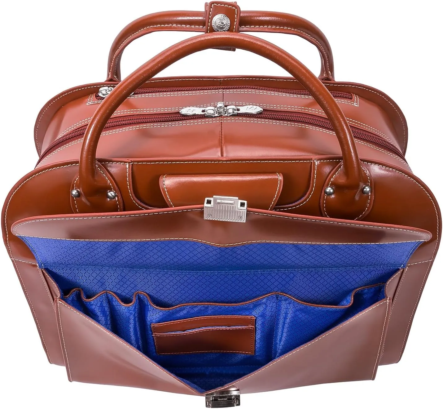 McKlein 15" Leather Wheeled Ladies' Laptop Briefcase- EDGEBROOK- Brown