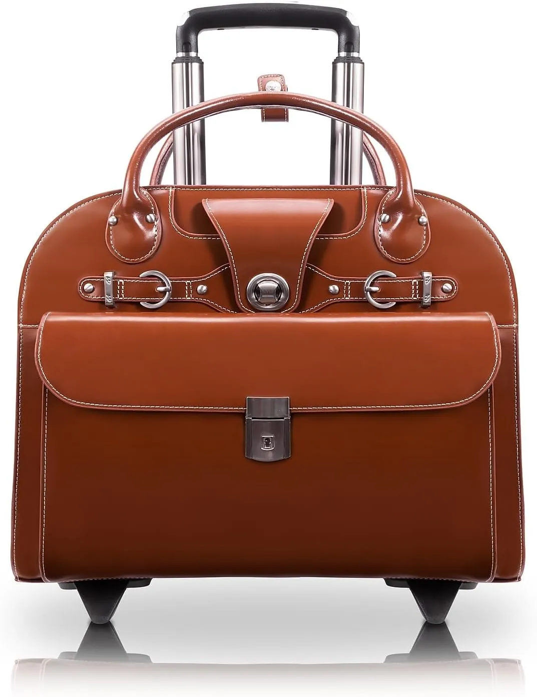 McKlein 15" Leather Wheeled Ladies' Laptop Briefcase- EDGEBROOK- Brown