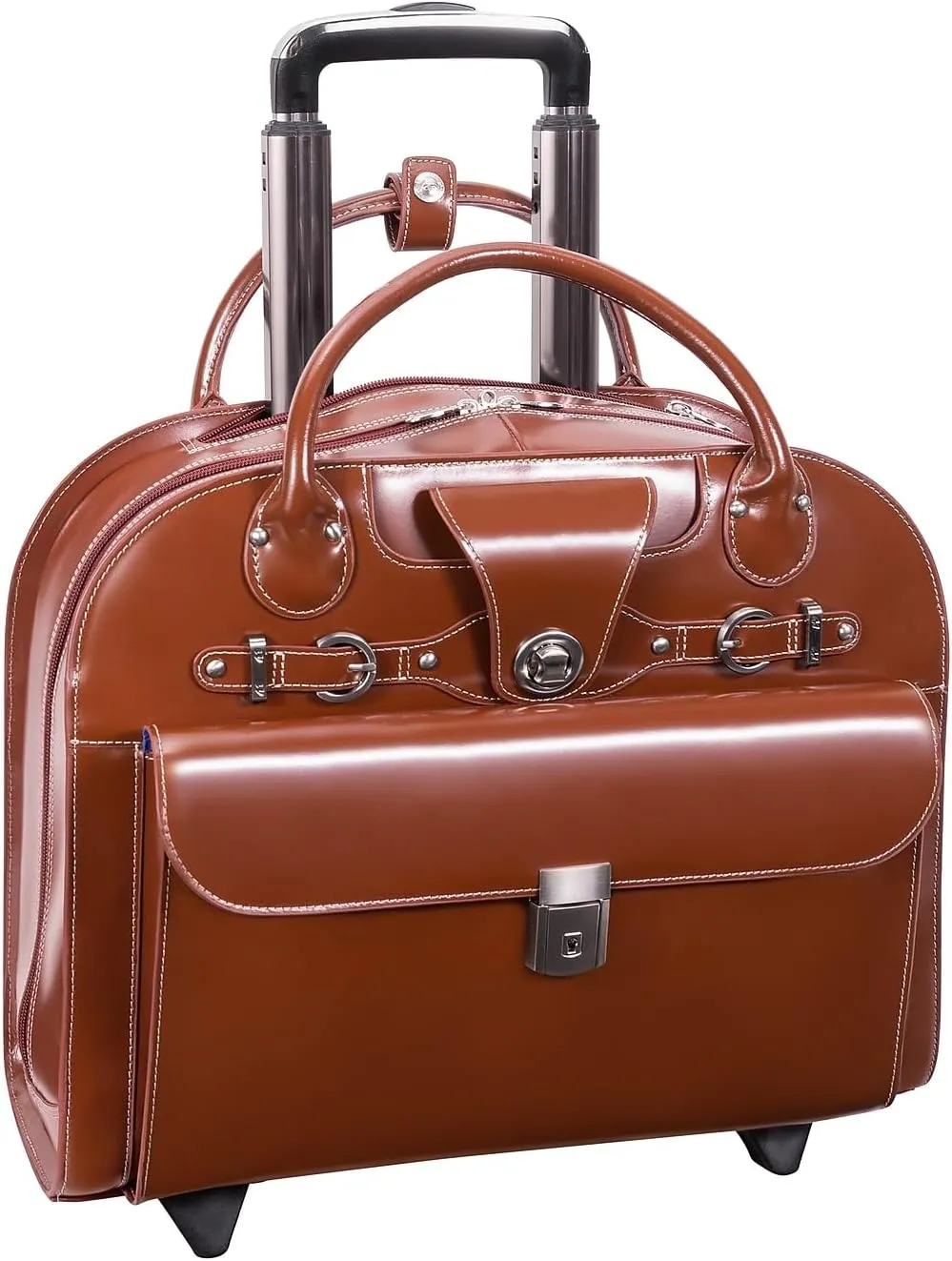 McKlein 15" Leather Wheeled Ladies' Laptop Briefcase- EDGEBROOK- Brown