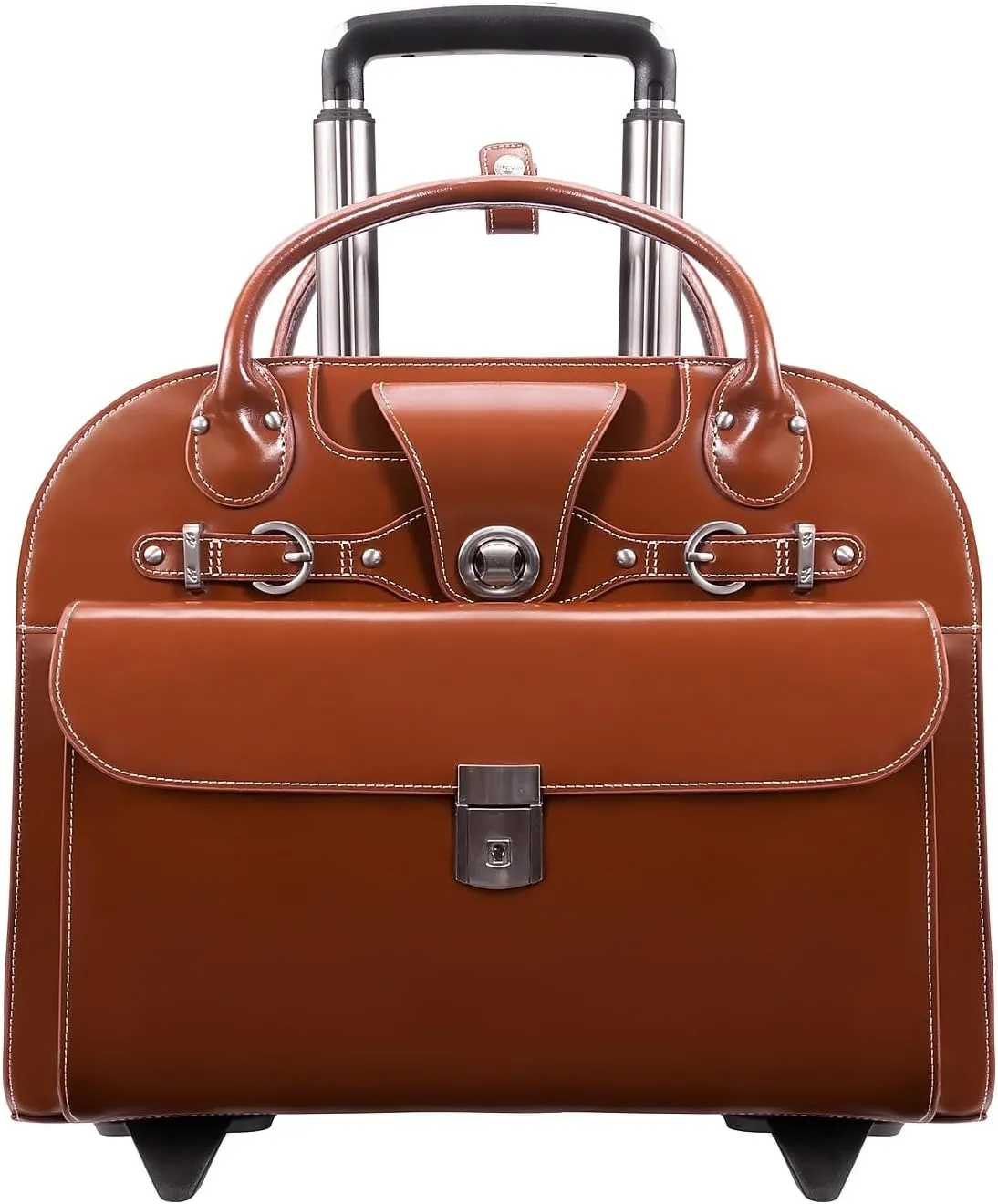 McKlein 15" Leather Wheeled Ladies' Laptop Briefcase- EDGEBROOK- Brown