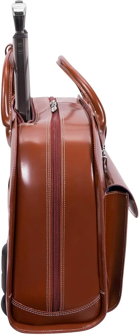 McKlein 15" Leather Wheeled Ladies' Laptop Briefcase- EDGEBROOK- Brown
