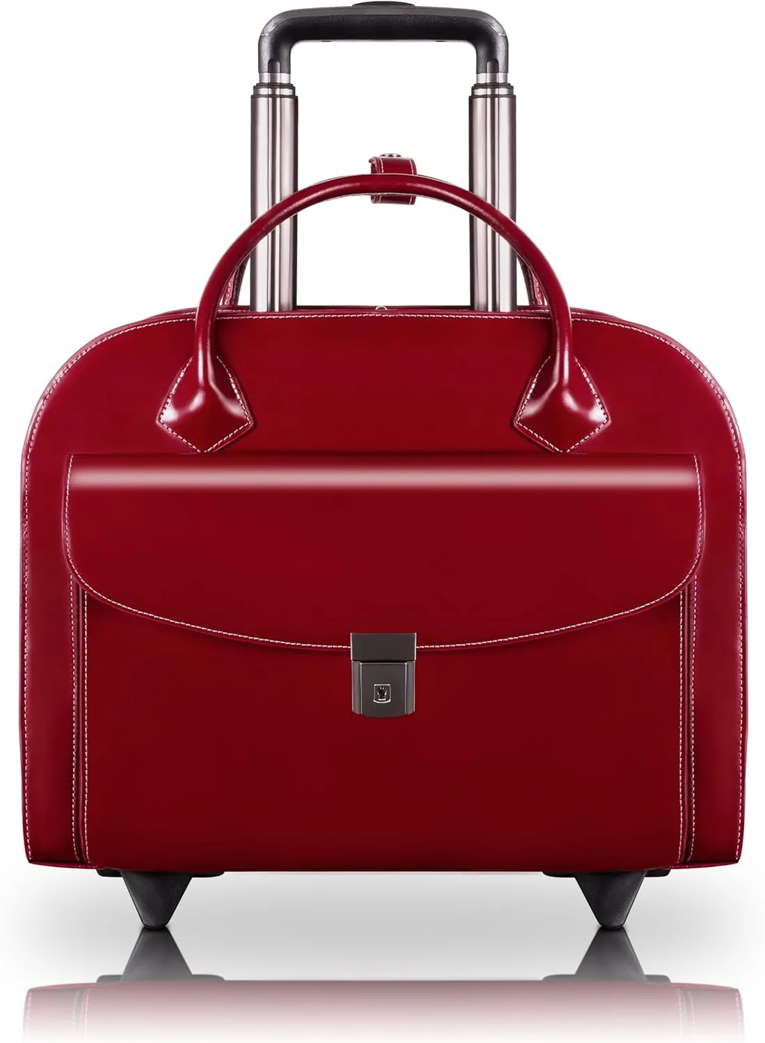 McKlein 15" Leather Wheeled Ladies' Laptop Briefcase- GRANVILLE- Red