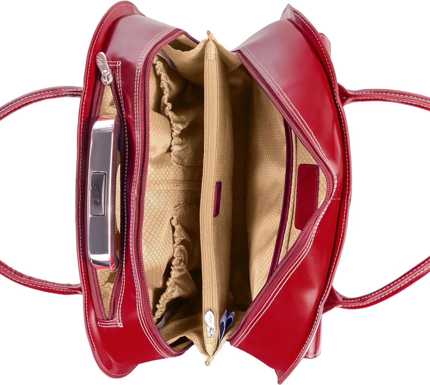 McKlein 15" Leather Wheeled Ladies' Laptop Briefcase- GRANVILLE- Red