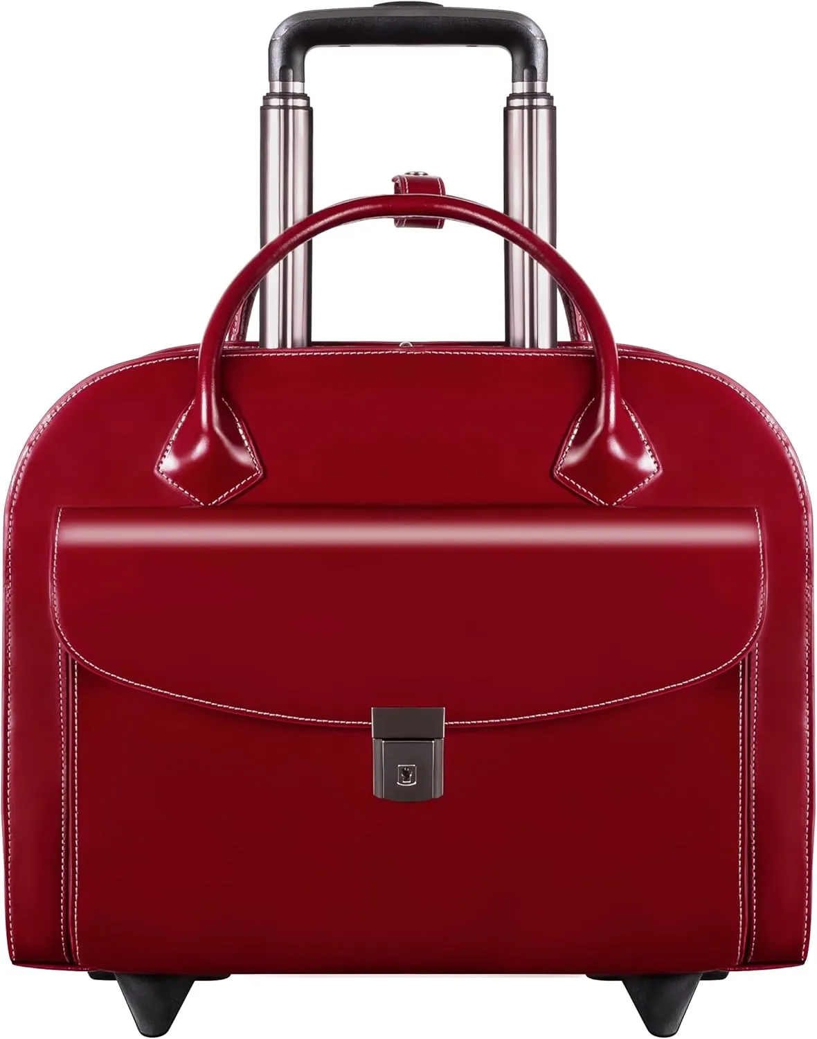 McKlein 15" Leather Wheeled Ladies' Laptop Briefcase- GRANVILLE- Red