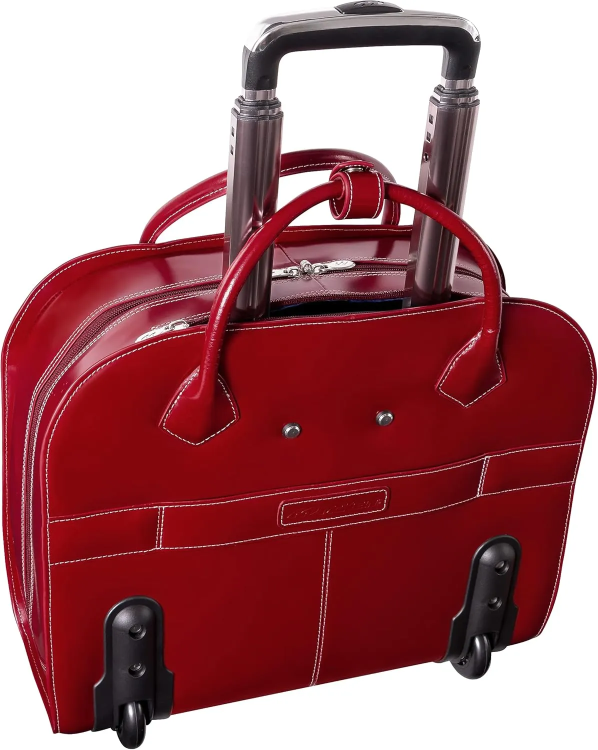 McKlein 15" Leather Wheeled Ladies' Laptop Briefcase- GRANVILLE- Red
