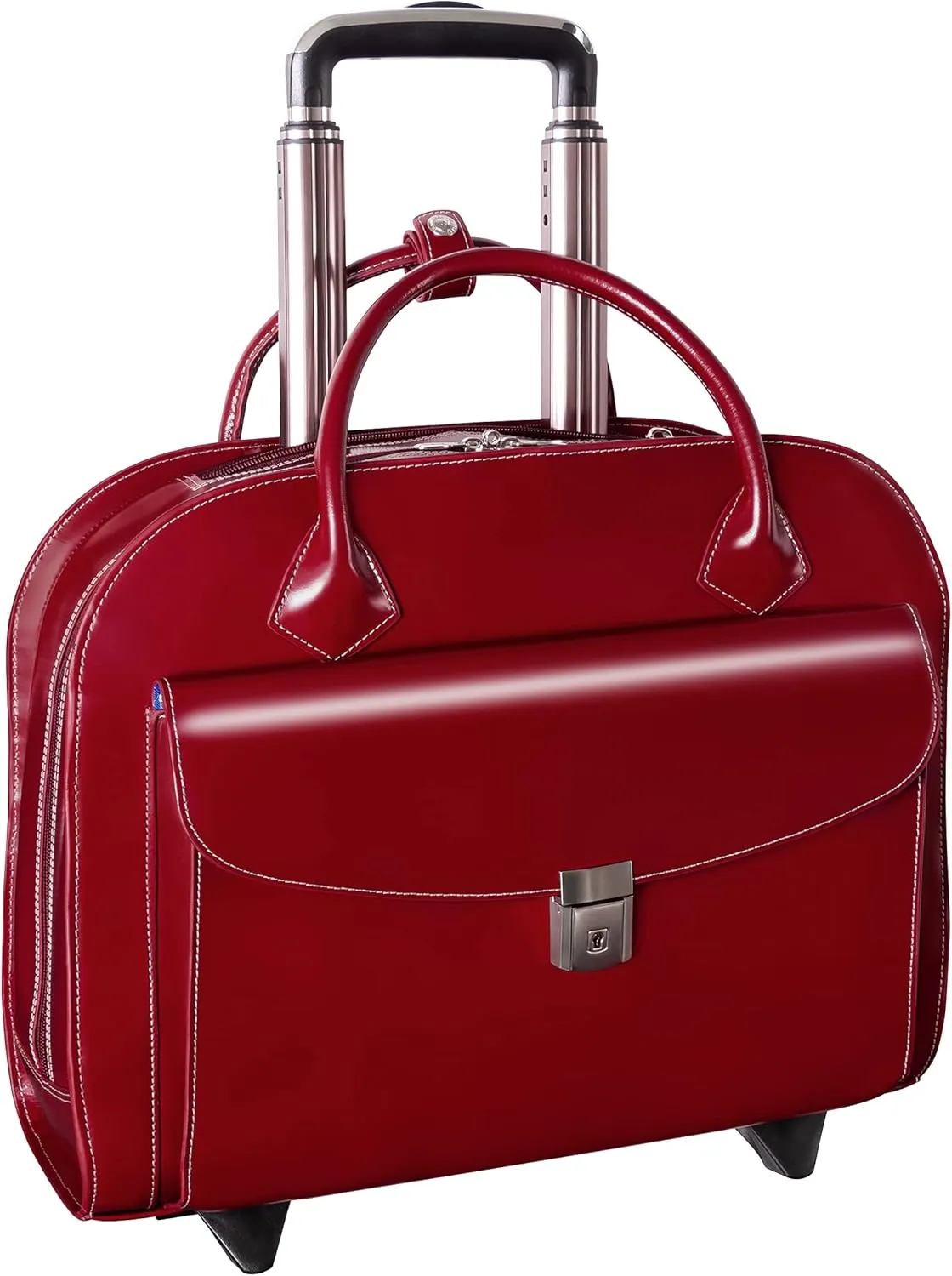 McKlein 15" Leather Wheeled Ladies' Laptop Briefcase- GRANVILLE- Red