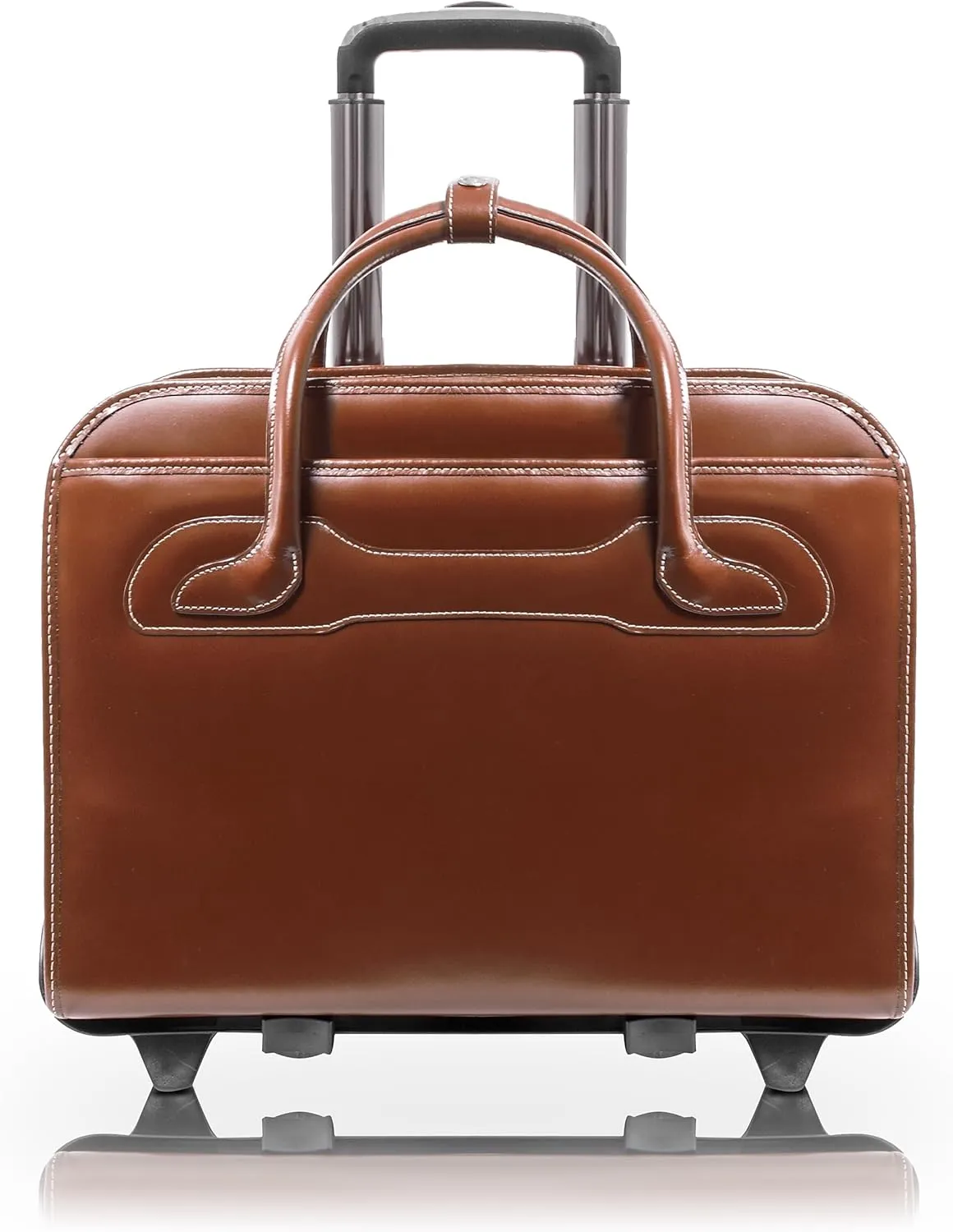 McKlein 17" Leather Patented Detachable -Wheeled Ladies' Laptop Briefcase- WILLOWBROOK- Brown