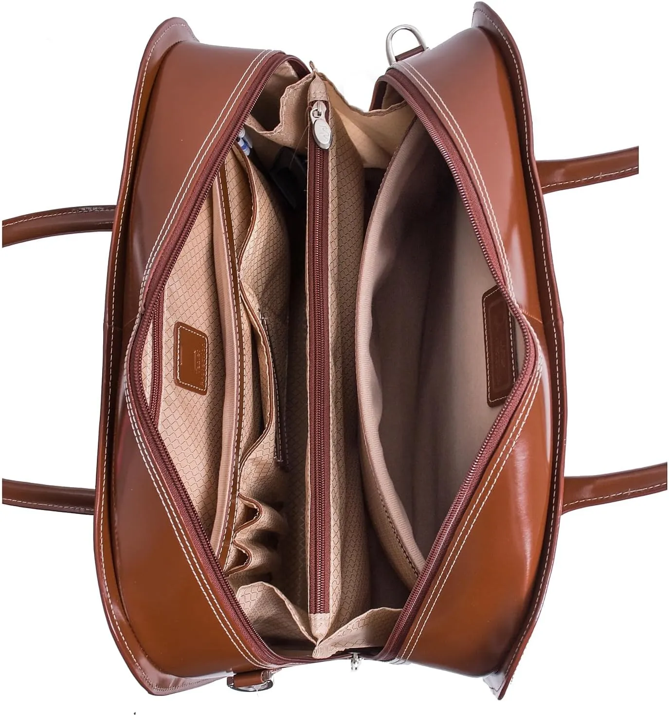 McKlein 17" Leather Patented Detachable -Wheeled Ladies' Laptop Briefcase- WILLOWBROOK- Brown