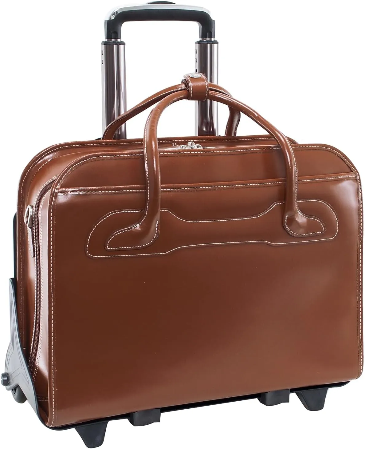 McKlein 17" Leather Patented Detachable -Wheeled Ladies' Laptop Briefcase- WILLOWBROOK- Brown