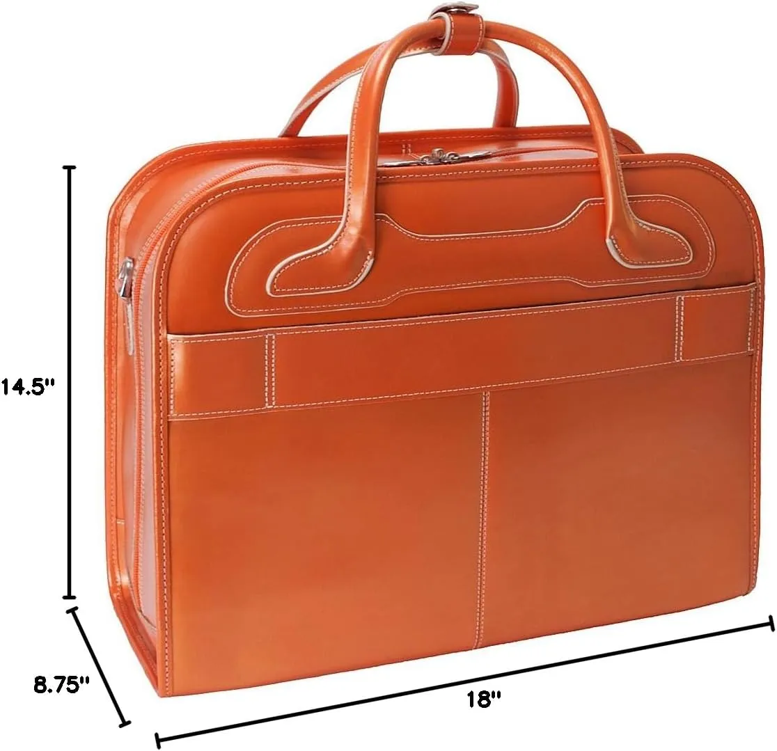McKlein 17" Leather Patented Detachable -Wheeled Ladies' Laptop Briefcase- WILLOWBROOK- Brown