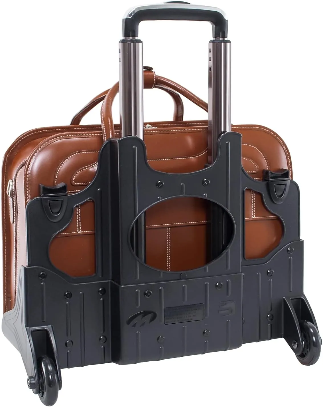 McKlein 17" Leather Patented Detachable -Wheeled Ladies' Laptop Briefcase- WILLOWBROOK- Brown