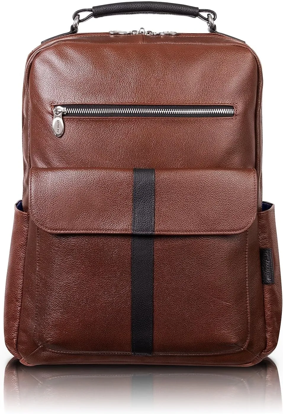 McKlein 17" Leather, Two-Tone, Dual-Compartment, Laptop & Tablet Backpack- LOGAN- Brown