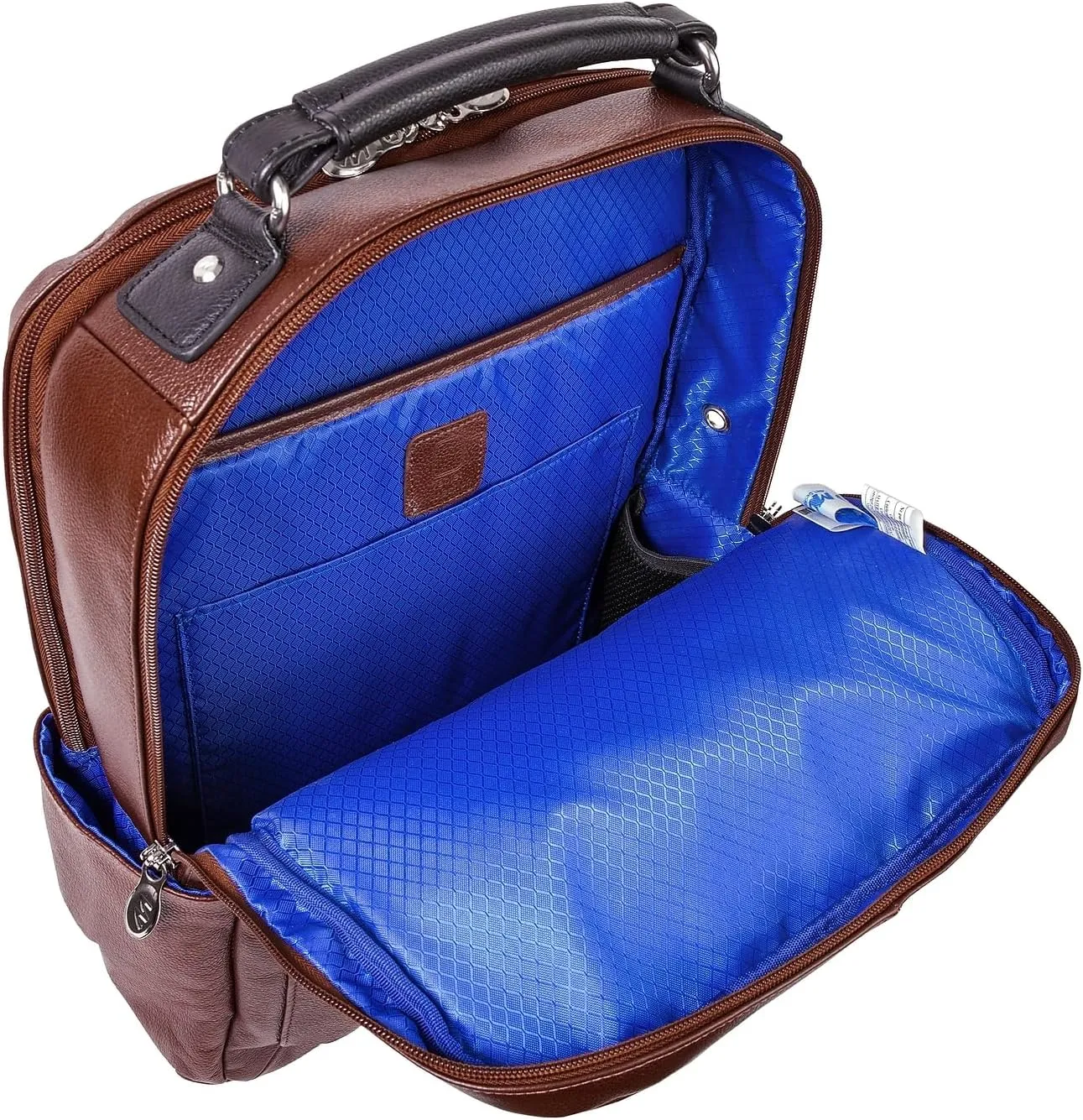 McKlein 17" Leather, Two-Tone, Dual-Compartment, Laptop & Tablet Backpack- LOGAN- Brown