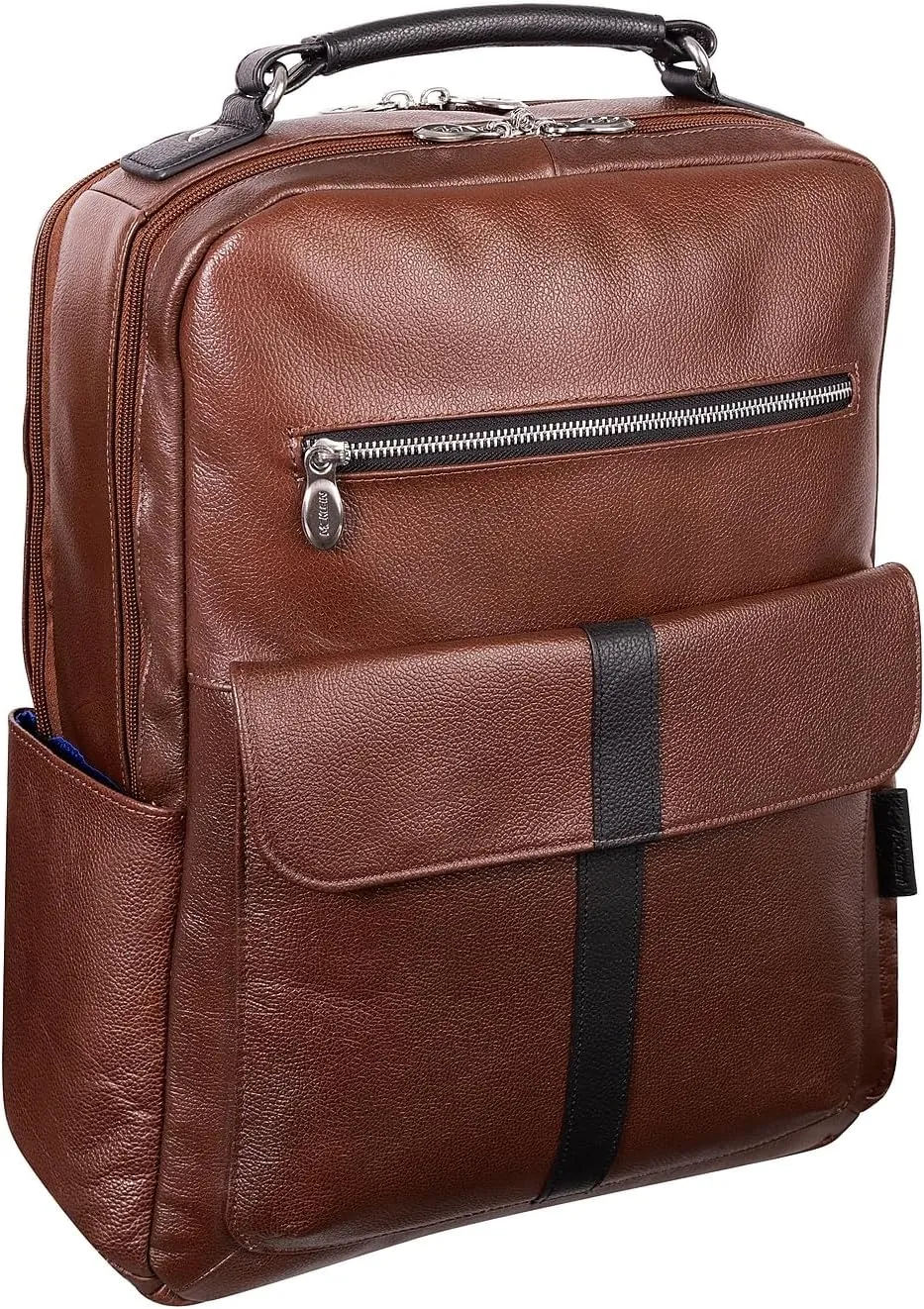 McKlein 17" Leather, Two-Tone, Dual-Compartment, Laptop & Tablet Backpack- LOGAN- Brown