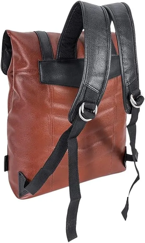 McKlein 17" Leather, Two-Tone, Flap-Over, Laptop & Tablet Backpack- ELEMENT- Brown