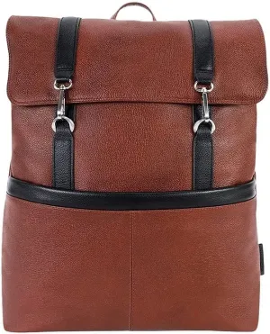 McKlein 17" Leather, Two-Tone, Flap-Over, Laptop & Tablet Backpack- ELEMENT- Brown