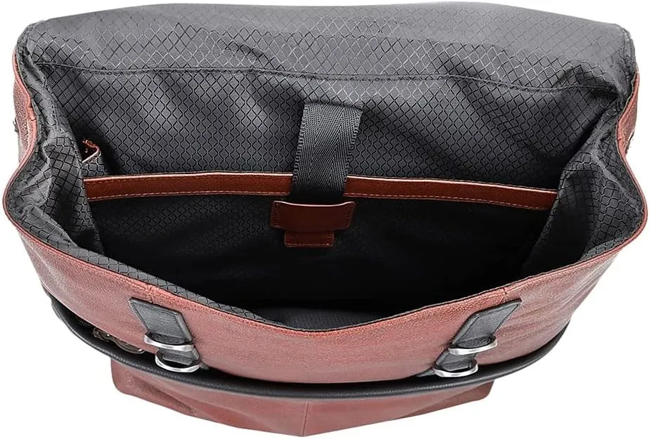 McKlein 17" Leather, Two-Tone, Flap-Over, Laptop & Tablet Backpack- ELEMENT- Brown