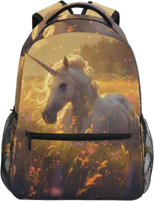 Meadow Unicorn Backpack 3rd 4th 5th Grade School Bookbag Travel Laptop Daypack Bag Purse for Boys Girls Teens